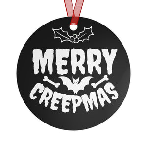 Merry Creepmas Christmas Tree Ornament, Metal, Gothic Fun