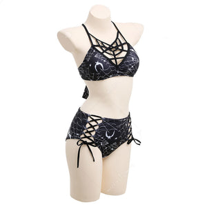 Gothic Bikini Swimwear Spider web Goth Two-Piece Black Swimwear Bathing Suit