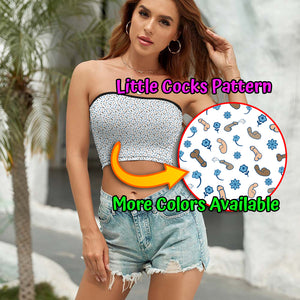 Little Cocks Tube Top, Funny Dick Pattern Design, Cute Penis Clothing