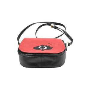 QOS Handbag Classic Saddle Bag BBC Queen of Spades Snowbunny Bag (Model1648)(Big)