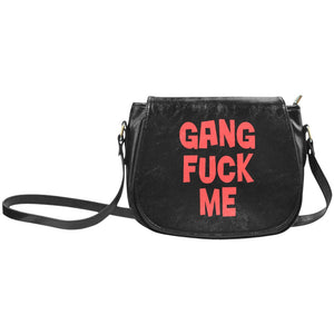 Gang Fuck Me Handbag Classic Saddle Bag Gangbang Girl Swingers Lifestyle Orgy Shocking Sex Accessory Group Fuck Gift(Model1648)(Big)