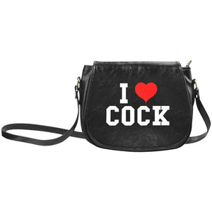 I Love Cock Handbag Cocks Dick Schlong Slutty Classic Saddle Bag (Model1648)(Big)