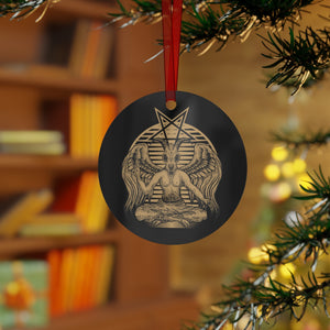 Baphomet Christmas Metal Ornament 3.5 inch Round Christmas Tree Decoration Santanic Goth Xmas