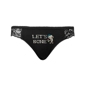 Lets Bone Gothic Panties Skeleton With Hat And Flower
