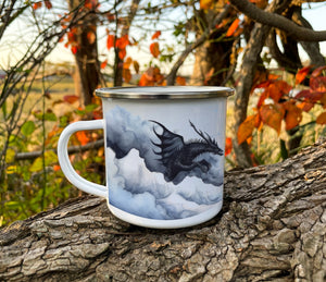 Hobbit Watercolor Dragon Enamel Camping Mug 12oz