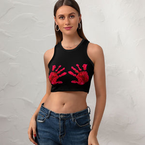 Bloody Hands On Boobs Racer Tank Top