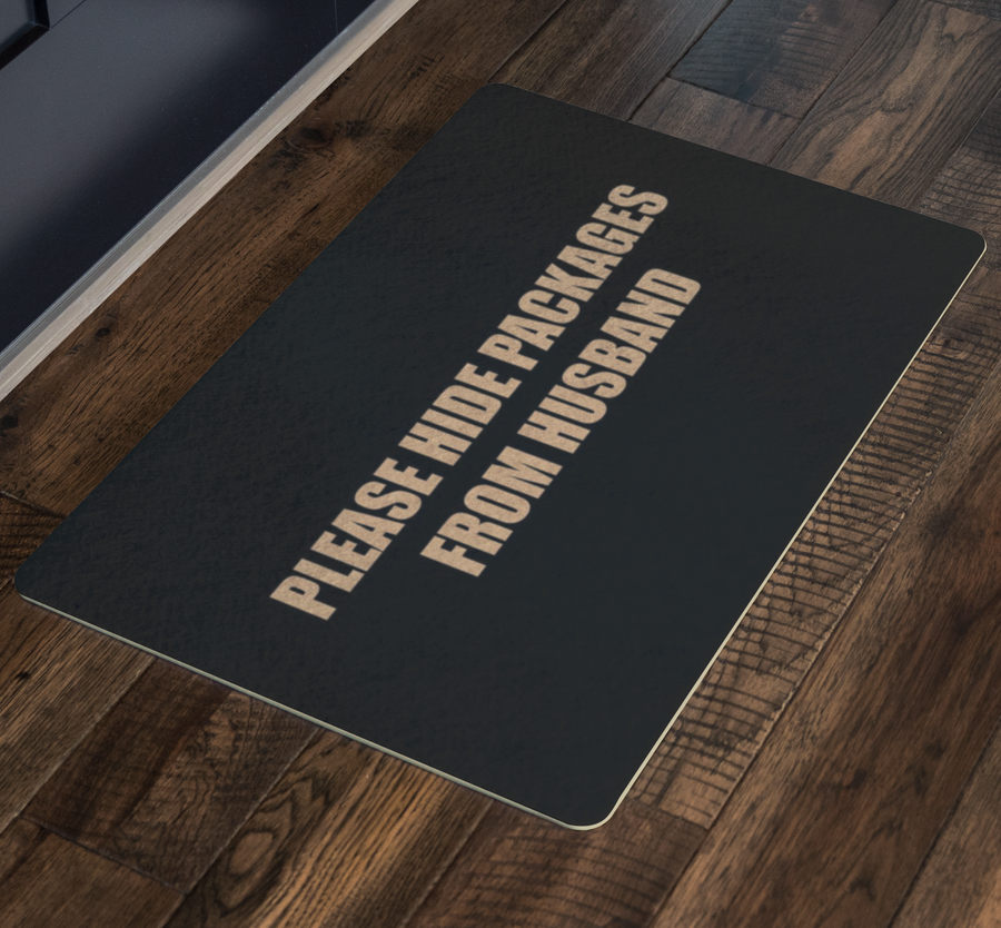 Please hide packages from husband - doormat