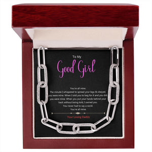 Daddys Good Girl DDLG BDSM Gift Necklace Jewelry Kink Day Collar 14k White Gold 14k Yellow Gold Finish 700 Crystals