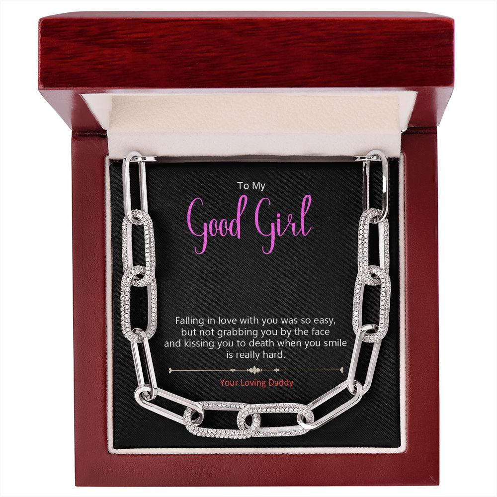 Daddys Good Girl DDLG Necklace Gift Jewelry Kink Discreet Day Collar BDSM Good Girl Sub 14k White Gold 14k Yellow Gold Finish 700 Crystals