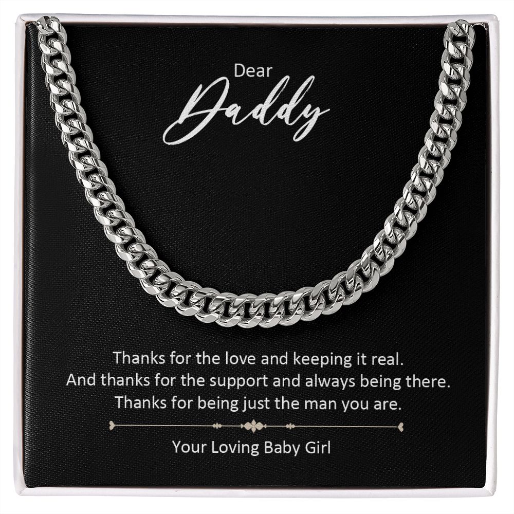DDLG Gift Cuban Link Chain for Daddy, Daddy jewelry necklace from Baby Girl, Daddys girl