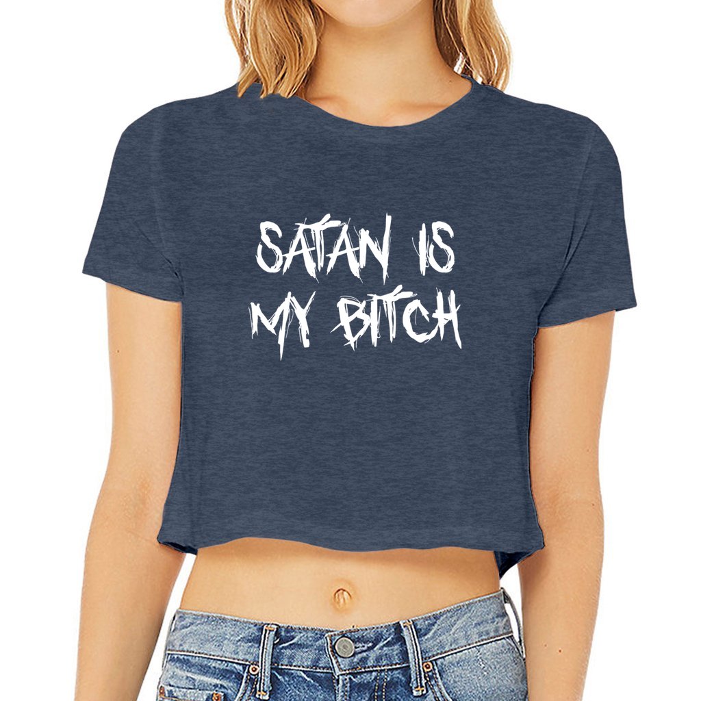 Satan Is My Bitch Cropped Tee Satanic Crop Top Baphomet Gothic Shirt Clothing