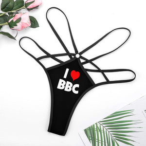 I Love BBC Sexy Thong T-back Lingerie, Queen Of Spades Clothing PAWG Panties Big Black Cock Thongs, QOS Black Cocks Only Addict Whore Undies