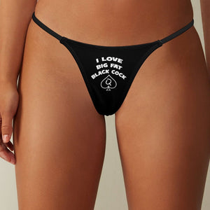 I Love Big Fat Black Cock Ladies Sexy Thong PAWG Queen of Spades Panties QOS BBC Lingerie Underwear Black Dick Lover Penis Fun Gag Gift