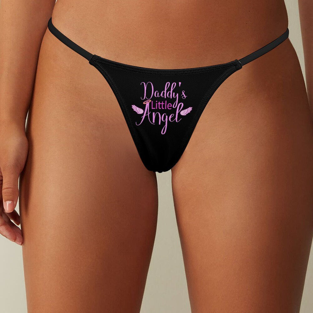 Daddys Little Angel Panties Thong Cute Sexy DDLG, Daddy Dom age play BDSM, Owned, Obedient girl, Sub gift underwear knickers Love Daddy