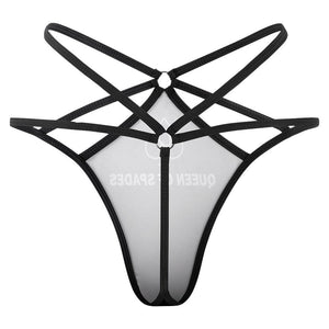 Queen Of Spades Thong T-back Sexy Lingerie, Big Black Cock Lover Panties PAWG Slutty BBC Only Whore Clothing QOS Big Cocks Fun Gag Dick Gift