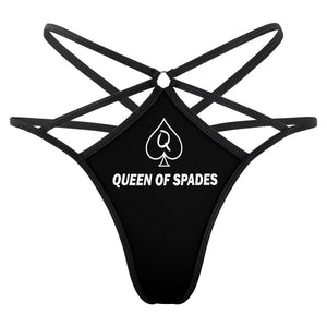 Queen Of Spades Thong T-back Sexy Lingerie, Big Black Cock Lover Panties PAWG Slutty BBC Only Whore Clothing QOS Big Cocks Fun Gag Dick Gift