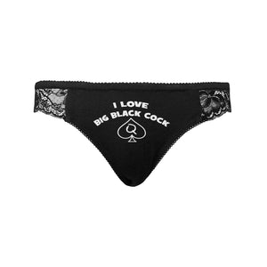 BBC Panties I Love Big Black Cock lace panty, PAWG Queen of Spades Lingerie QOS Black Dick Lover underwear, Slut Penis addict Cocks Gag Gift